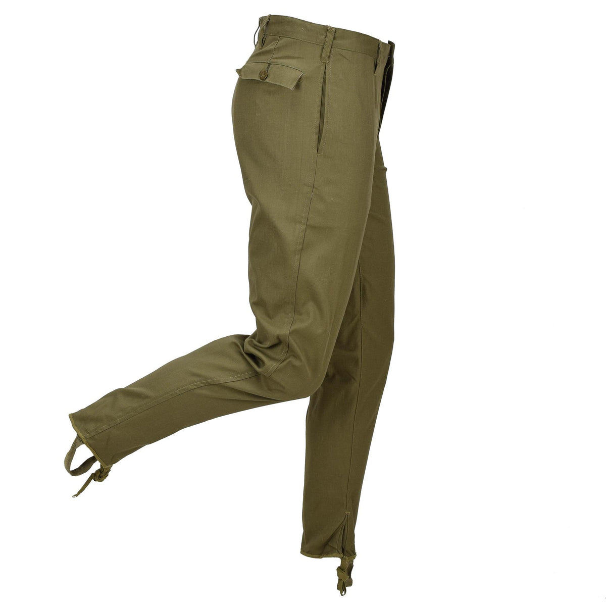Pantalones de trabajo de campo originales del ejército rumano con puños ajustables con cordón verde oliva