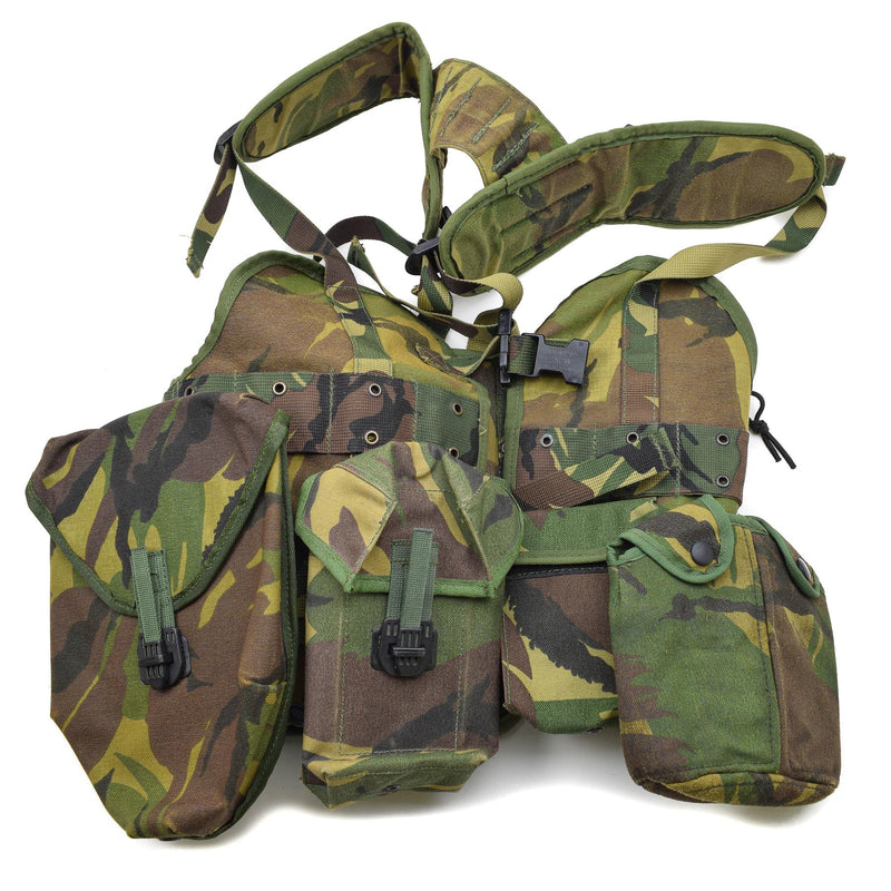 Juego de chalecos tácticos militares holandeses originales bosque antiguo modelo Alice clip bolsas