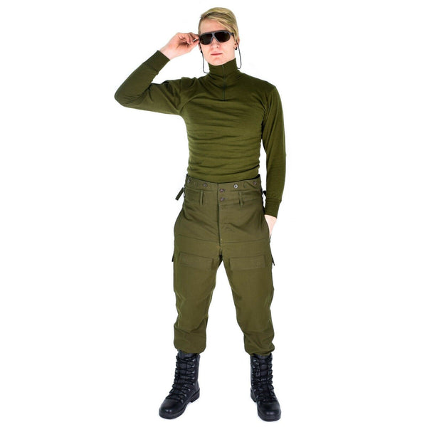 Camisa tricot de ejército italiano original cremallera F1 Green térmico OD Nuevo