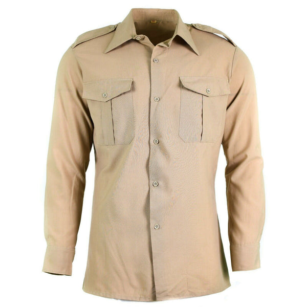 Camisa del ejército francés genuino fatiga muerta Chino caki Militar Poly Wool NUEVO