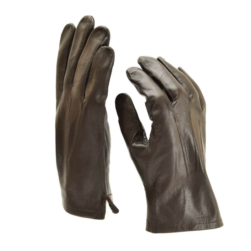 Guantes del ejército belga genuino de cuero marrón negro marrón militar con el dedo completo de los dedos excedentes