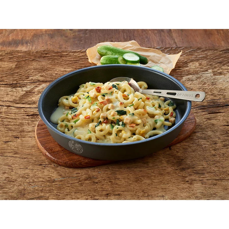 Trek'n comer comida principal pasta cremosa con pollo para acampar de senderismo
