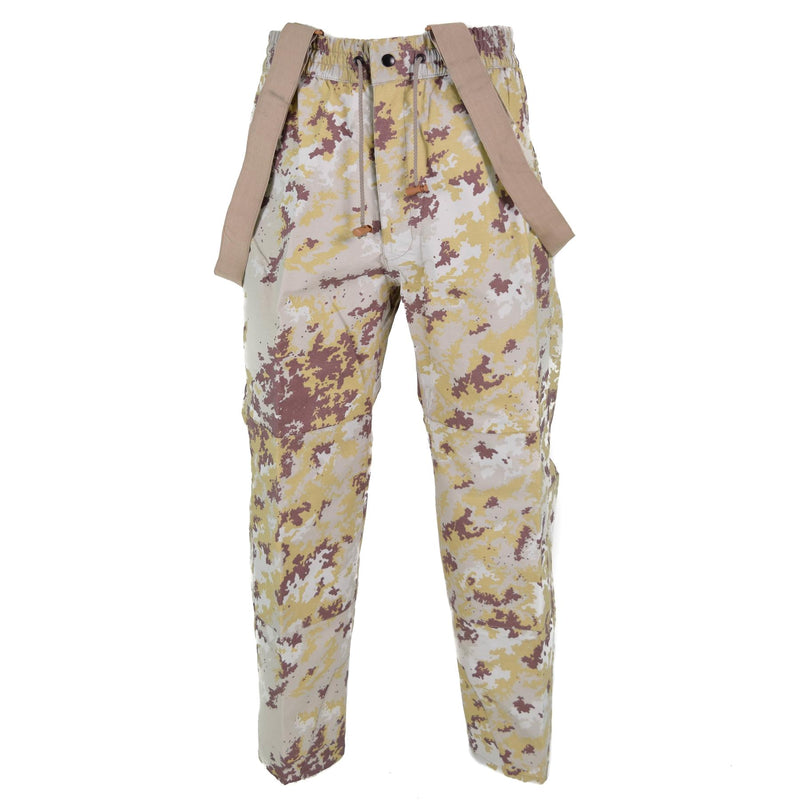 Pantalones originales de las fuerzas aéreas italianas Babero y Brace Vegetata Desert Camo NUEVO