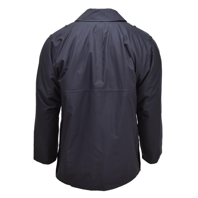 Gran chaqueta de lluvia británica Police Police Solid Black forrado de agua impermeable