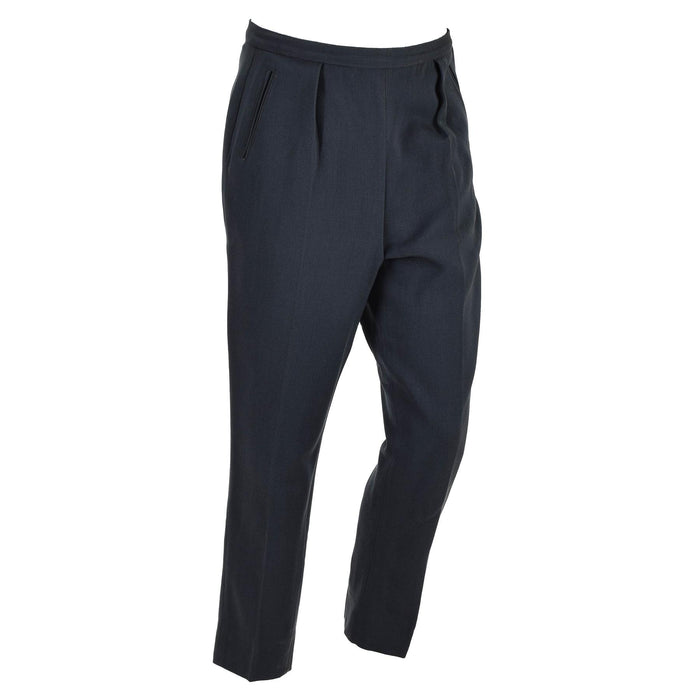 Pantalones formales militares suecos originales con bolsillos diagonales y pliegues delanteros en azul