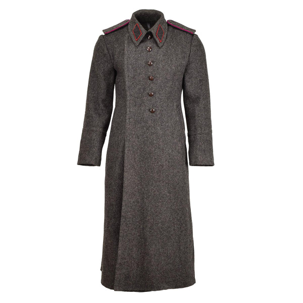 Original bulgarian militar gris gris lana abrigo pesado invierno larga espinilla