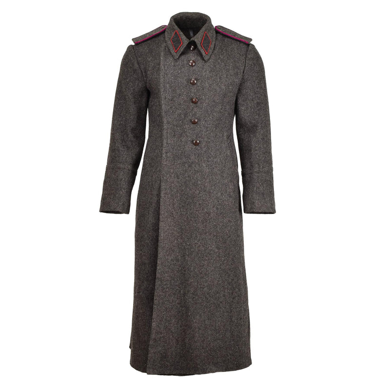 Original bulgarian militar gris gris lana abrigo pesado invierno larga espinilla
