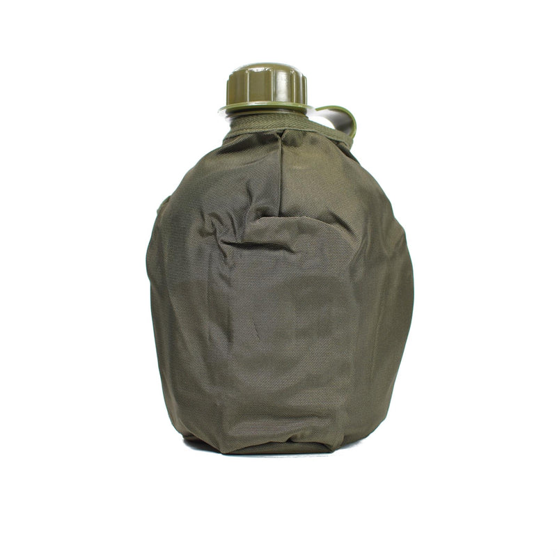 Frasco de bebida del ejército austriaco original con bolsa de taza OD 1 litro Cantina NUEVO