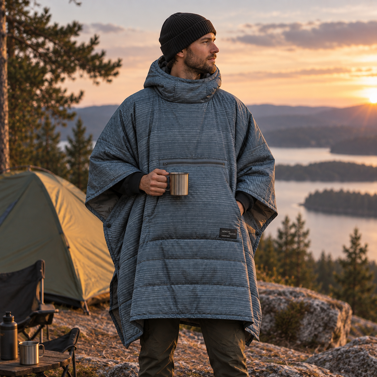 Therm-a-Rest Honcho Poncho Manta aislante para acampar resistente al agua Negro