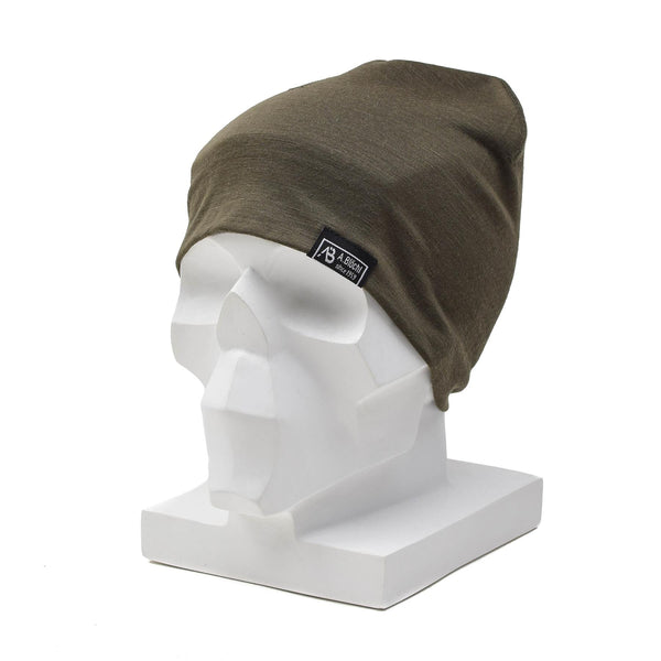A.Blochl Light Beanie Merino Wool Sports Headwear Outdoor Watch Gap Olive Drab