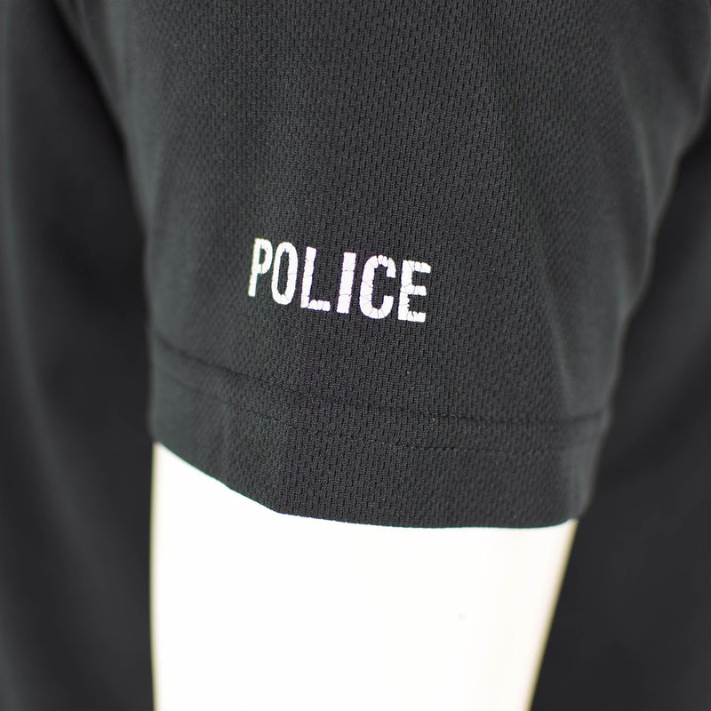Camiseta de la policía británica genuina Black Breatable Funcional Funcional Functional Zip Guard