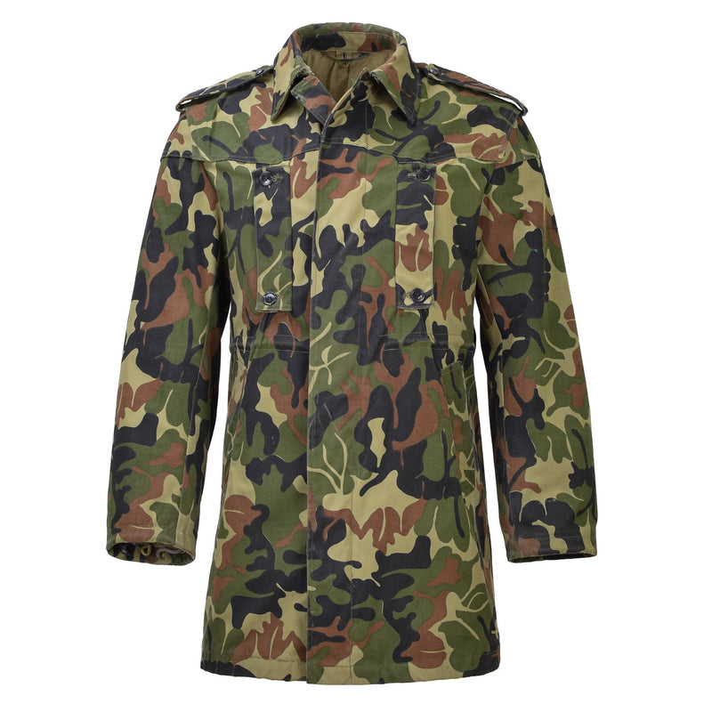 Parka militar rumano original M93 CAMO HOJA Capeta de chaqueta larga táctica nueva