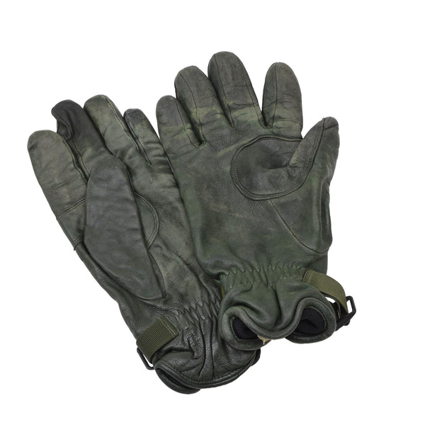 Guantes de cuero de Mk II originales británicos forrados con la mano de la mano verde oscuro