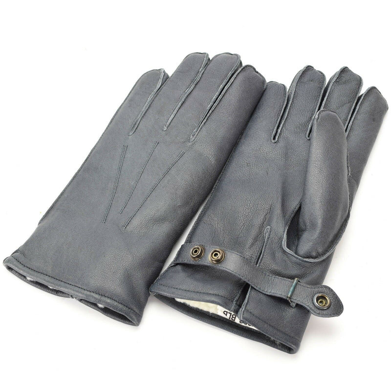 Guantes de cuero de policía alemanes genuinos patrulla lana gris forrada 100% invierno cálido nuevo
