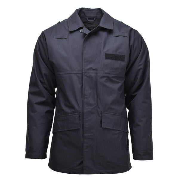 Gran chaqueta de lluvia británica Police Police Solid Black forrado de agua impermeable