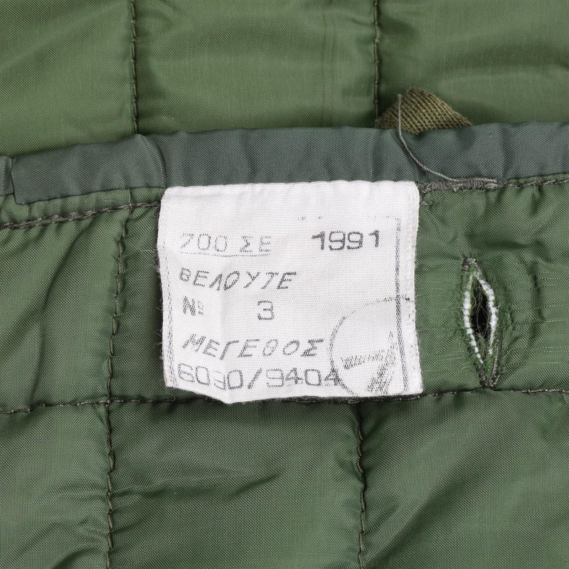 Chaqueta de revestimiento del ejército griego original m65 acolchado chaqueta militar cálida forraje verde