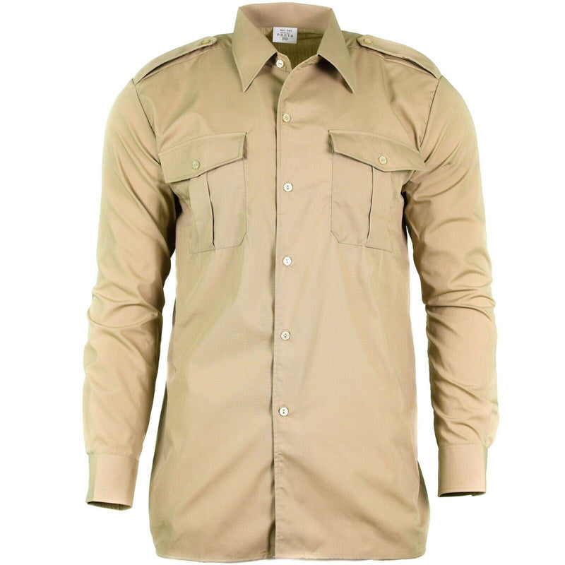 Genuina camisa del ejército belga Fatiga Surfplus Chino Caki Miltea Muny Long New