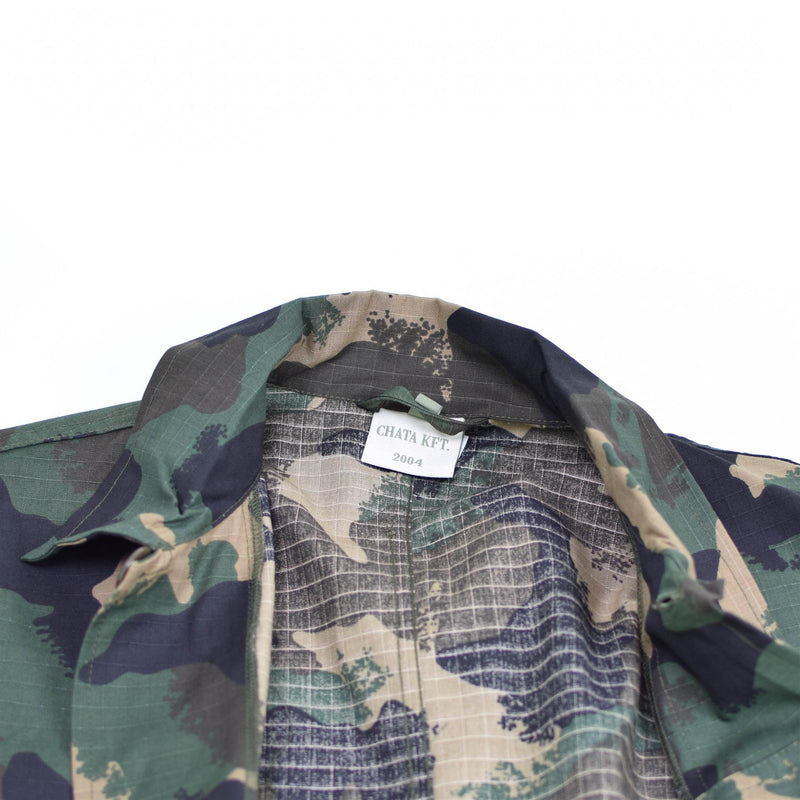 Genuina camisa del ejército húngaro M90 4 Color Camuflage Manga larga Militara NUEVO