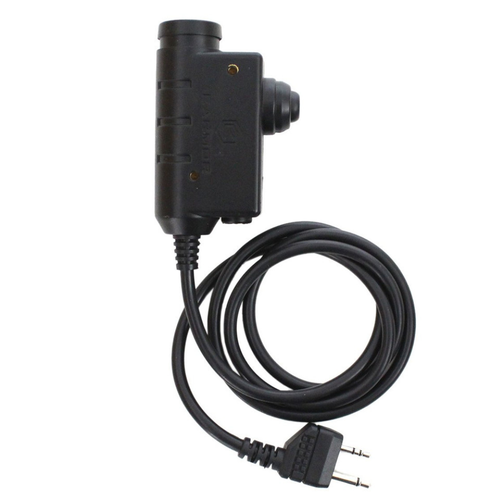Earmor M52 PTT Adaptador Midland Cable de auriculares tácticos con cable de 2 pines Negro