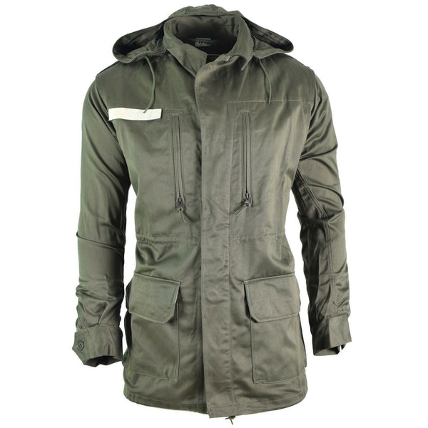 Ejército francés original Olive OD Chaqueta Fatiga Combate Militares capladas Parka sateen