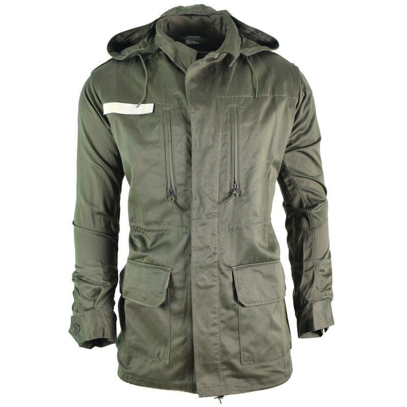 Ejército francés original Olive OD Chaqueta Fatiga Combate Militares capladas Parka sateen