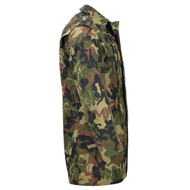Parka militar rumano original M93 CAMO HOJA Capeta de chaqueta larga táctica nueva