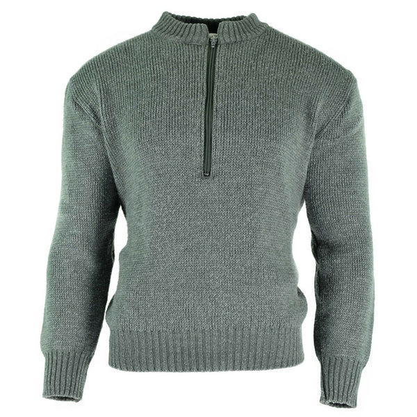 Sweater original de lana de lana de vírgenes con jersey del ejército suizo M74 con cremallera con cremallera