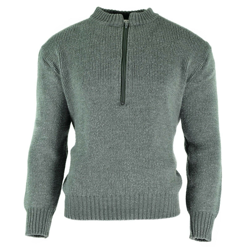 Sweater original de lana de lana de vírgenes con jersey del ejército suizo M74 con cremallera con cremallera