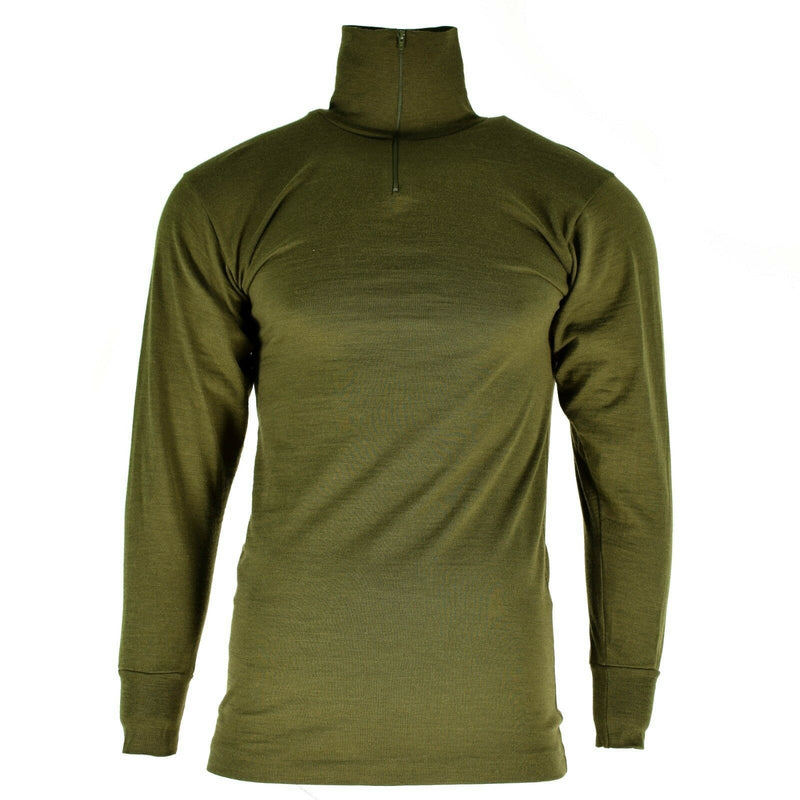Camisa tricot de ejército italiano original cremallera F1 Green térmico OD Nuevo