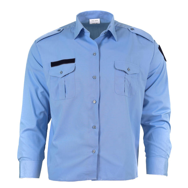 Genuina Policía Militar francesa Camisa de manga larga de algodón azul gendarme nuevo