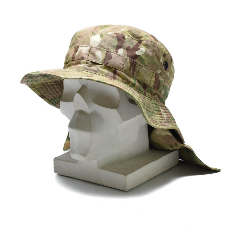 Sombrero de camuflaje táctico británico original MTP Boonie Cap with Neck Slap Summer Sombrero