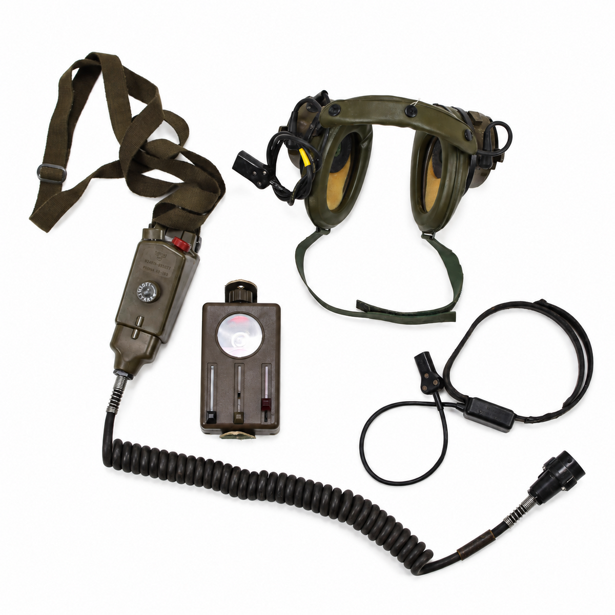 Juego de auriculares originales militares británicos Amplivox Aviation Communications Vintage