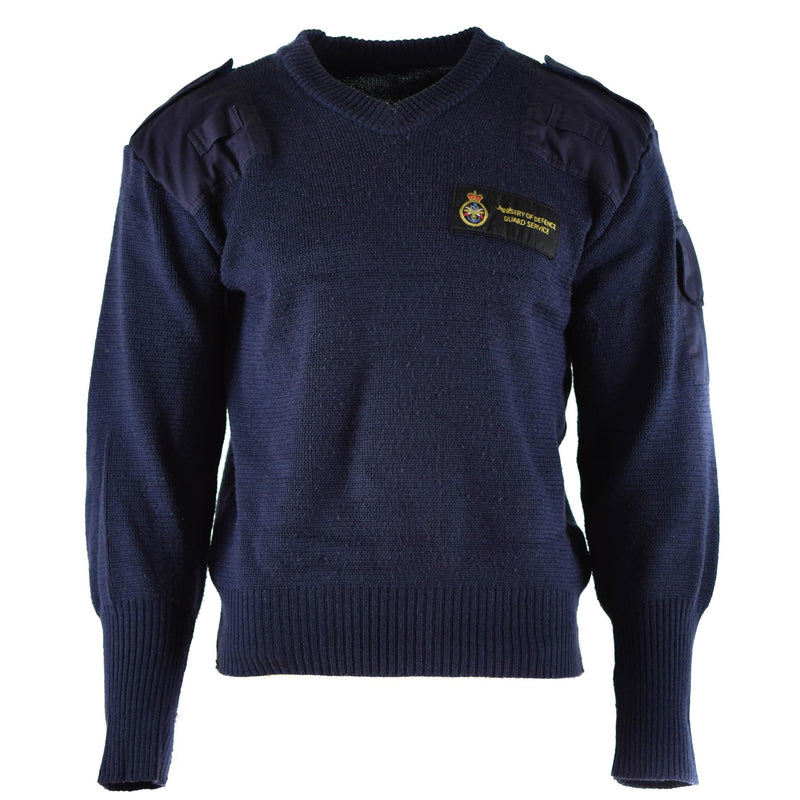 Servicio de defensa británico original Comando Comando Jumper azul suéter de cuello en V