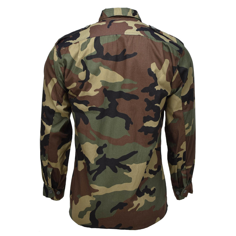 Camisa de número militar croata original Cotton Bdu Woodland Camo Ejército Exclamación Nuevo