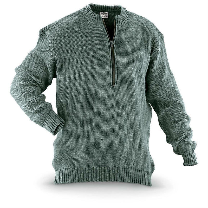 Sweater original de lana de lana de vírgenes con jersey del ejército suizo M74 con cremallera con cremallera