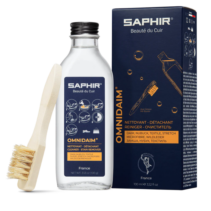 Saphir Omnidaim Limpiador De Zapatos Ante Nobuk 100ml Cepillo Neutro Incluido