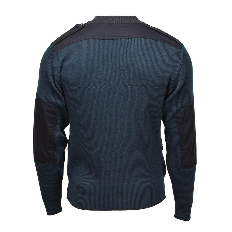 Genuino excedente militar holandés Troyer Troyer Portrover cálido trimestre zip azul suéter