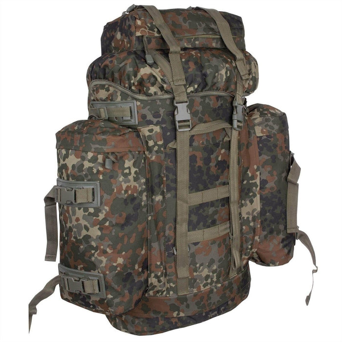 Mochila táctica grande de camuflaje A.Blochl BW flecktarn con múltiples compartimentos y correas ajustables para trekking al aire libre.