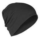 Black lightweight Merino wool beanie watch cap with military-style design, ideal for outdoor sports and wearing under helmets.