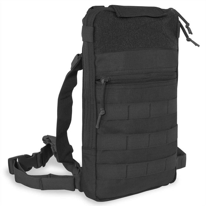 Mochila de hidratación A.Blochl TF2 negra con correas MOLLE, correas ajustables y compartimentos con cremallera para senderismo y uso al aire libre