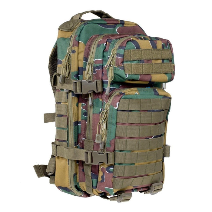 Mochila de trekking A.Blochl U.S. Assault de 30 L en camuflaje jigsaw con presillas MOLLE y hebilla de cintura de liberación rápida