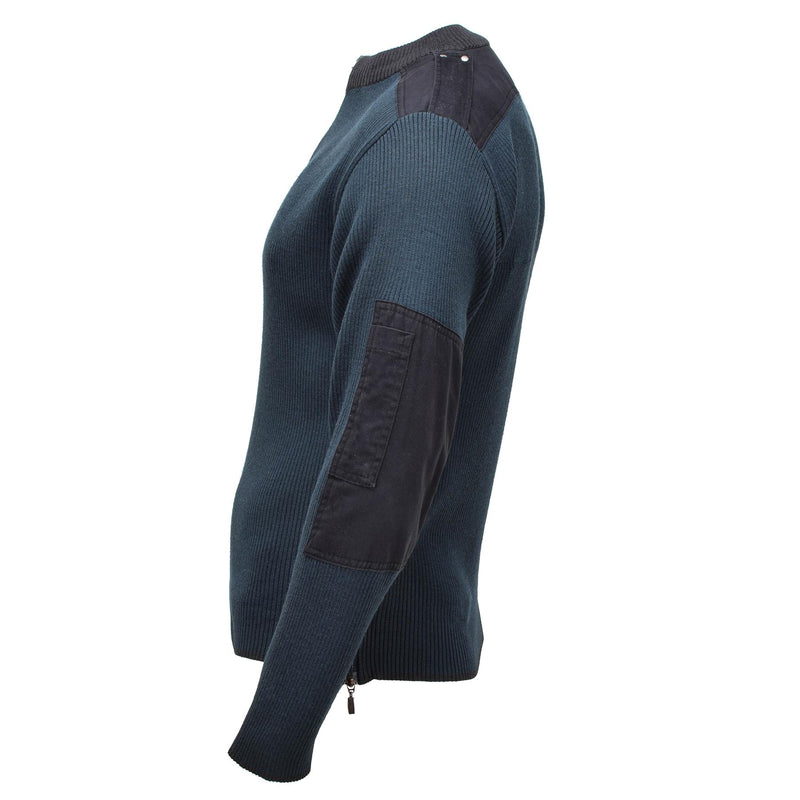 Genuino excedente militar holandés Troyer Troyer Portrover cálido trimestre zip azul suéter