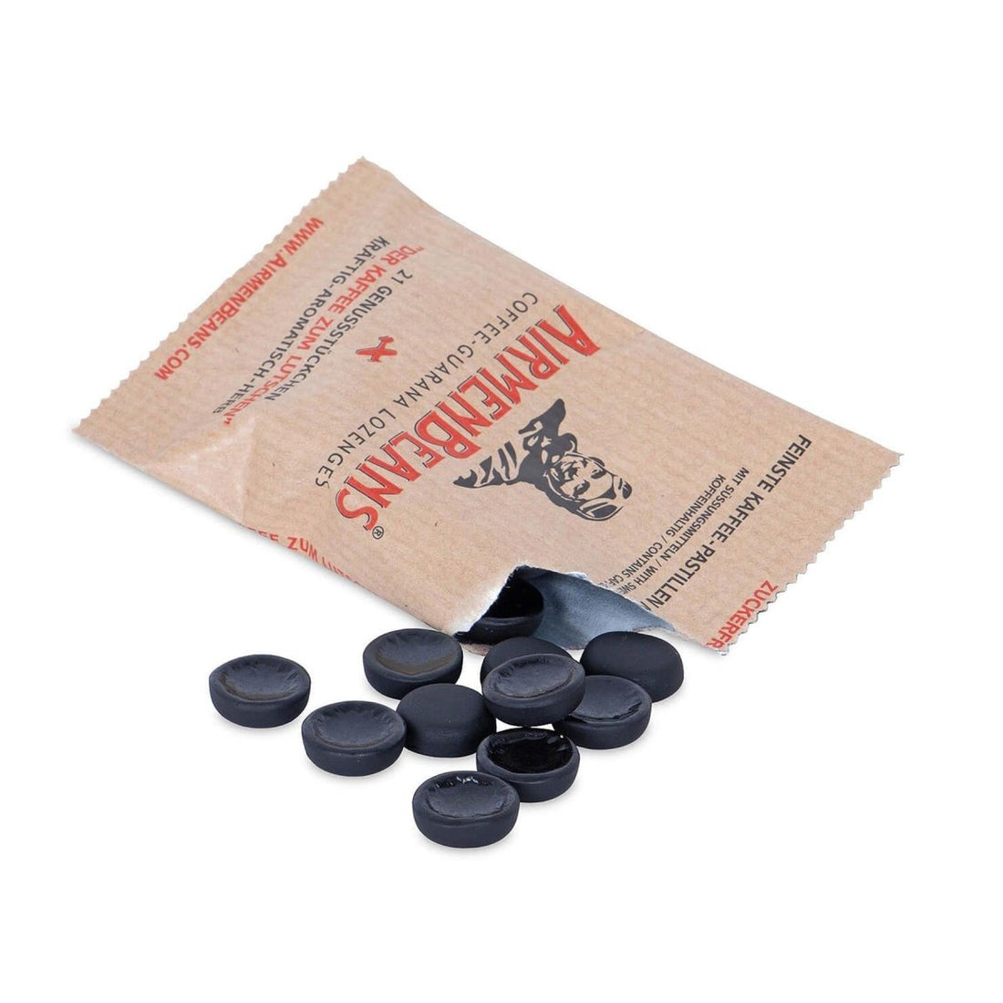 AirmenBeans 21 Pastillas Café Sabor Guaraná Sin Azúcar Sin Gluten Vegano