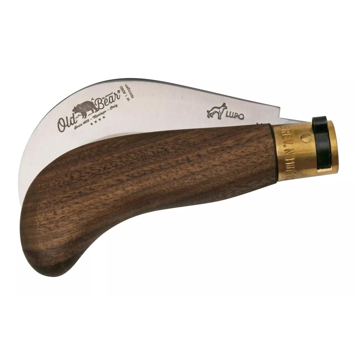 Cuchillo de podar plegable Antonini Old Bear 9,5cm Acero inoxidable Mango de nogal