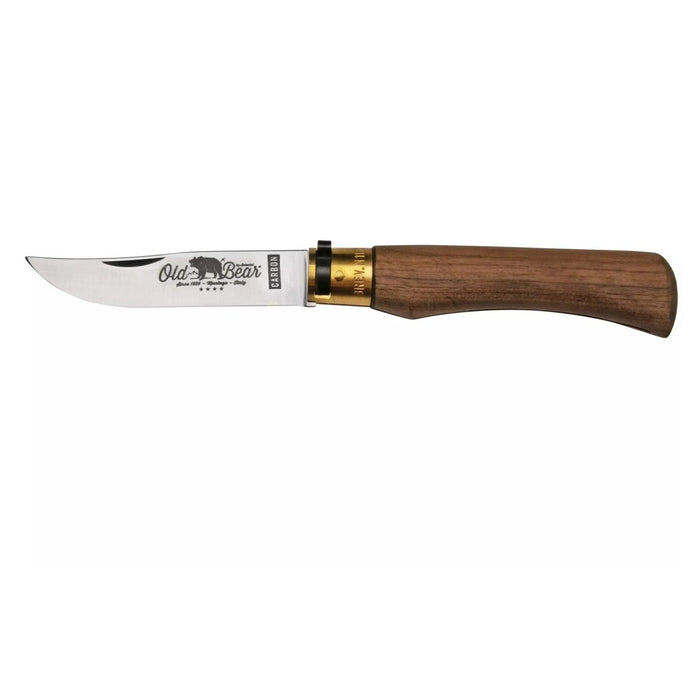 Antonini Old Bear Pocket Knife 10cm Carbon C67 Blade Walnut Wood Handle - GoMilitar