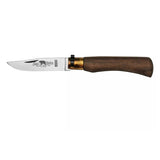 Antonini Old Bear Navaja de bolsillo Hoja de carbono C67 de 8 cm Mango de madera de nogal