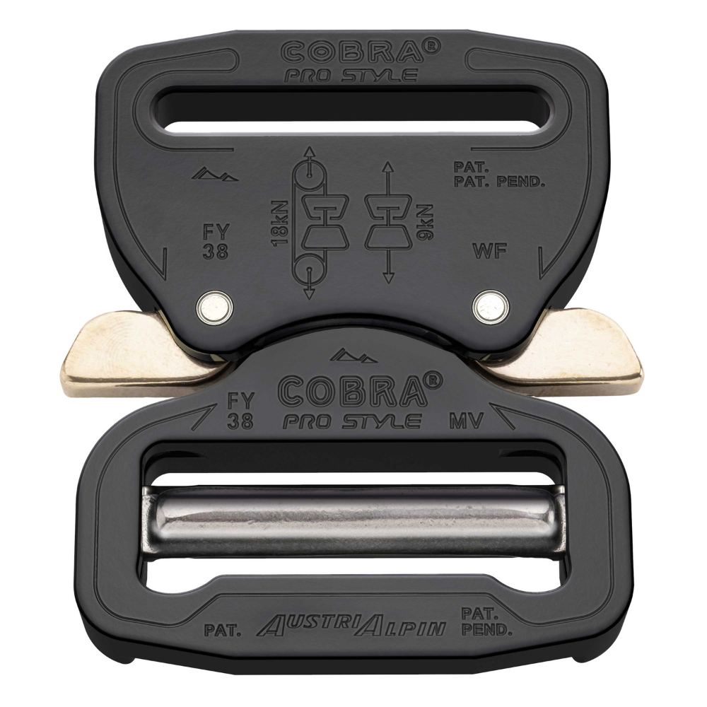 AustriAlpin COBRA PRO STYLE Hebilla de cinturón 38 mm XL Aluminio Liberación rápida Negro