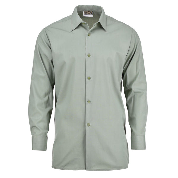 Camisa de vestir del ejército checo original oliva oliva botón de manga larga arriba excedente militar nuevo