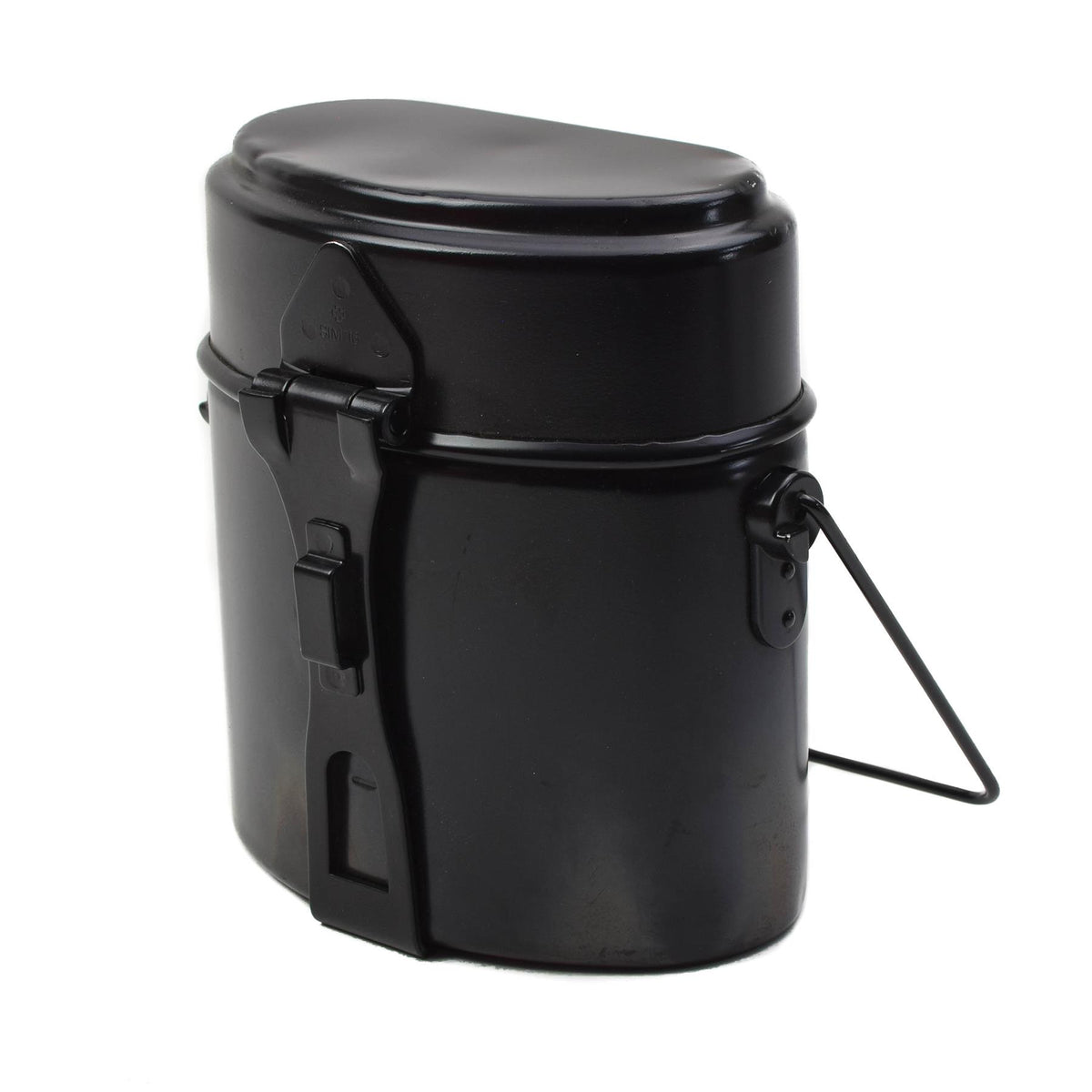Original Swiss Army Mess Kit Juego de cocina de aluminio para acampar de 3 piezas, negro