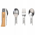 Opinel Picnic+ N°08 Juego de Cubiertos Cuchillo Plegable Cuchara Tenedor Camping Haya